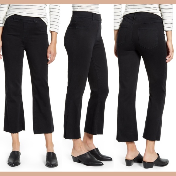 NWT $128 Spanx Crop Flare Denim Leggings‎ in Black Wash [SZ Small ] - Picture 1 of 8